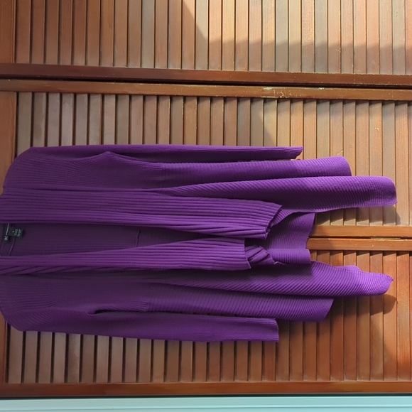 INC International Concepts Sweaters - INC Purple Ribbed High Low Duster Sweater
